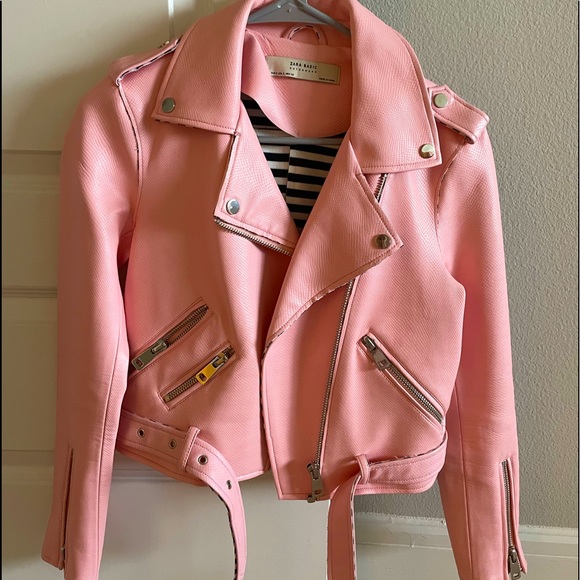 Zara Jackets & Blazers - COPY - Zara bubblegum pink faux leather Moto jacket